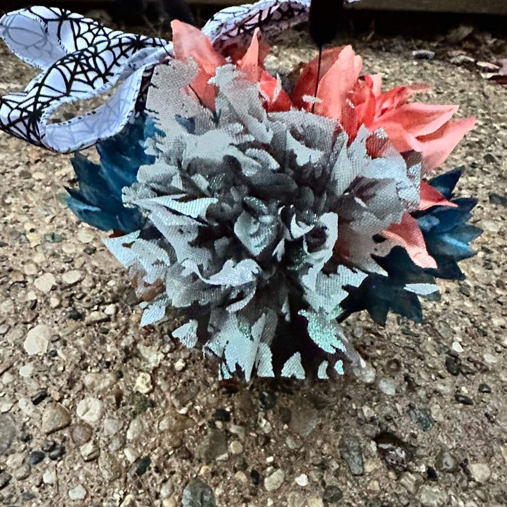 Black Ghost Mug with Halloween Floral Arrangement (glows in the dark) - Picture 4 of 6